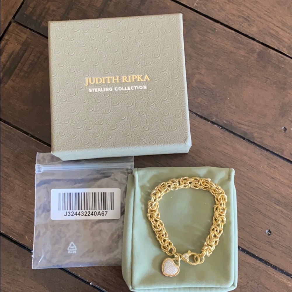 Judith Ripka CZ Heart Charm Bracelet